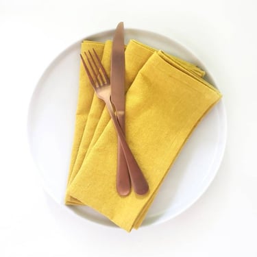 Yellow Linen Dinner Napkins 