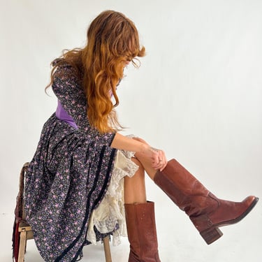 Vintage 1970s Frye Campus Boots / Made in USA / Brown Leather / Chunky Pull-On Boots / Bohemian 