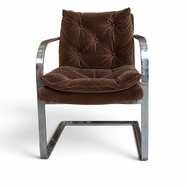 Vintage Chrome-Finish Steel Cantilever Lounge Chair in Orange Vinyl 