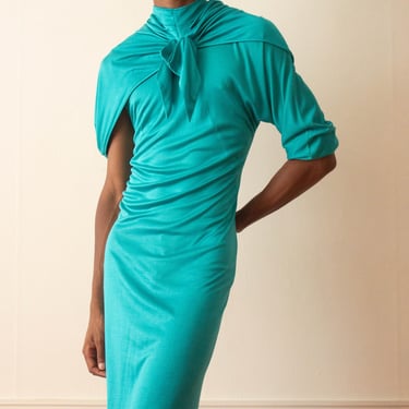 1980s Ungaro Parallele Paris Cotton Jersey Dress 