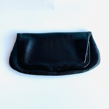 vintage Etra Pebbled black leather folding frame clutch convertible folding clutch bag 