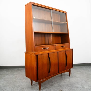 Mid Century Modern China Cabinet Garrison Hutch Glass Display Storage MCM