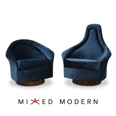 Walnut Tilt Swivel Lounge Chairs by Adrian Pearsall - A Pair 