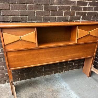 Mid Century Modern Full Size Bed Headboard Footboard Rails Bassett Danique Bow Tie 