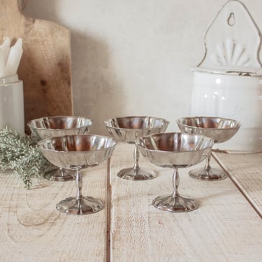 Set of 5 Vintage French GUY DEGRENNE Stainless Steel Dessert Cups 