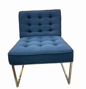 Pair Of Blue Upholstery Accent Chairs w/Chrome Legs 25x28x33"ht.