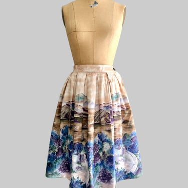 Vintage 1960s Scenic Print Skirt