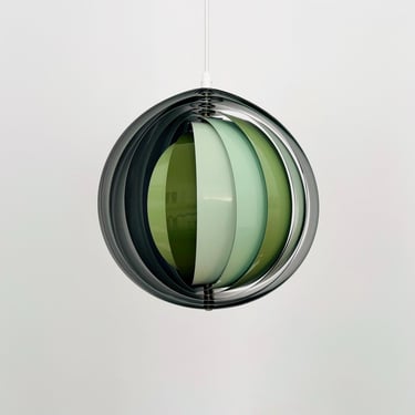 Mid-Century Modern Metal Moon Pendant Lamp | Verner Panton Era | 1960s 