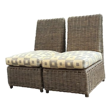Vintage Donghia Rattan Slipper Chairs - A Pair 