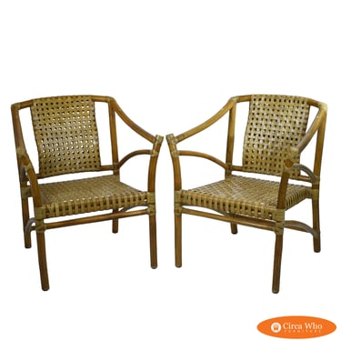 Pair of Leather Strap McGuire Arm Chairs