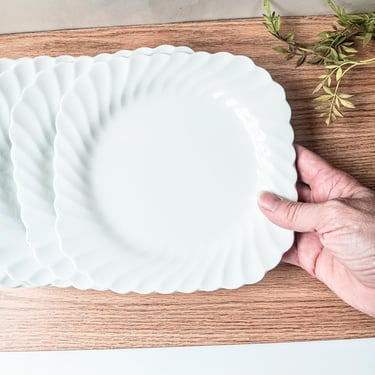 4 Johnson Bros Snowhite Regency Ceramic Square Salad Luncheon Plates/England/1960s/ French Country Cottage Core Farmhouse/ Mix and Match 