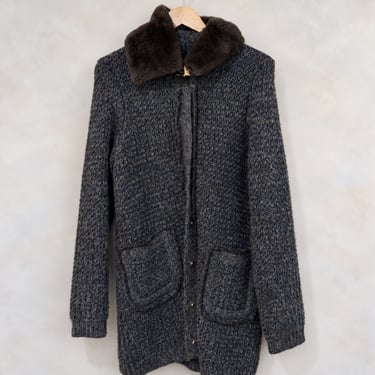 TORY BURCH, Fur Collar Knit Cardigan, M