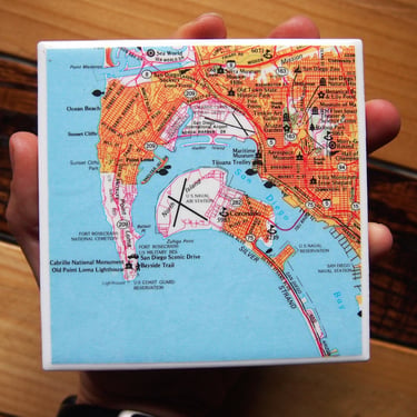 1986 Coronado San Diego California Map Coaster. California Vintage. San Diego Map. Vintage Coronado Map. Point Loma. Southern California. 