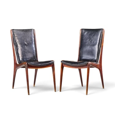 Vladimir Kagan for Dreyfuss VK 101 Mid Century Walnut Sling Chairs - Pair - mcm 
