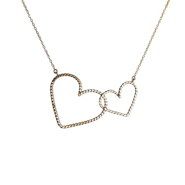 Valentine's Day Gift - Double Heart Interlocked Necklace in Sterling Silver or 14k Gold Filled - Gift for Her - Unique Heart Pendant - Love 