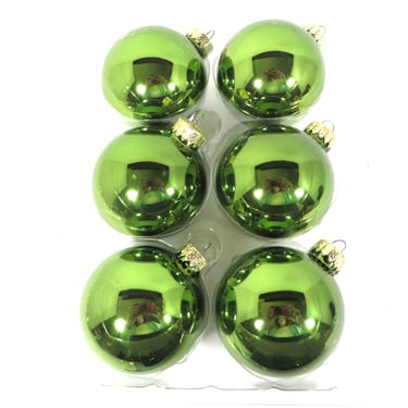 Vintage Green Chartreuse Glass Ball Ornaments 