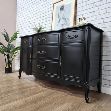 Available! Midnight Black French Provincial buffet/ sideboard / TV stand 