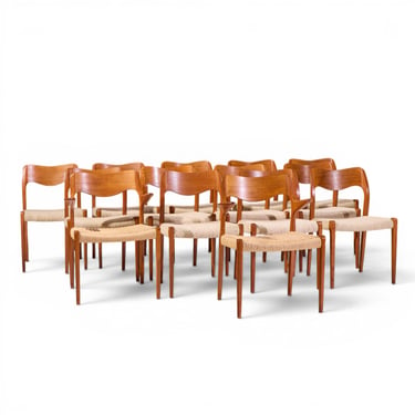Niels Moller Models 55 & 71 Mid Century Danish Teak Dining Chairs - Set of 12 