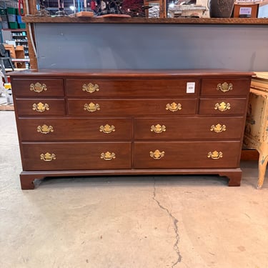 Vintage Henkel Harris Chippendale Style Solid Black Cherry 10-Drawer Dresser