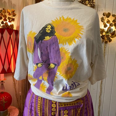 vintage 1990s janis joplin t shirt, single stitch, allsport, rock t, size xl 