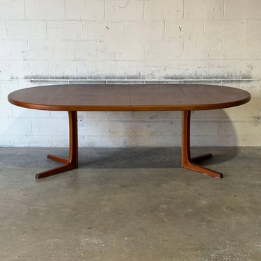 Teak Extendable Round Dining Table with Split Pedestal Base Danish Mid-Century Modern 1960s 