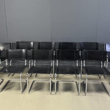 Mart Stam for Fasem, cantilever chairs, model 'S33' - set of 12 - vintage cantilever chairs - leather dining chairs - Marcel breuer 