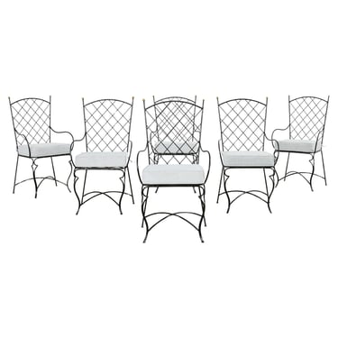 Set of Six Mario Papperzini Style Iron Garden Dining Chairs