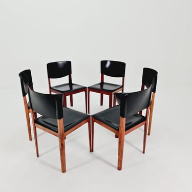 Midcentury Italy Dining Leather chairs by Matteo Grassi, set of 6 