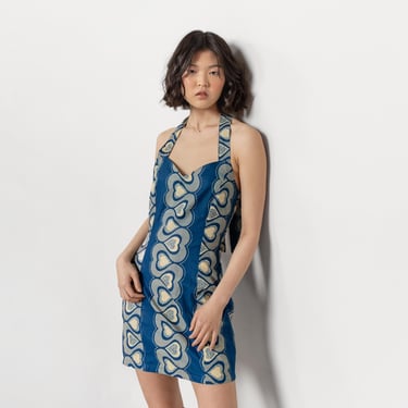 HEARTS Halter Dress Vintage Mini Backless Cotton Summer Sun / Small 