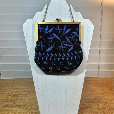 Antique Blue Micro Bead Purse 