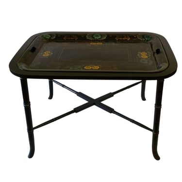 RESERVED Hollywood Regency Faux Bamboo Tole Tray Coffee Table 