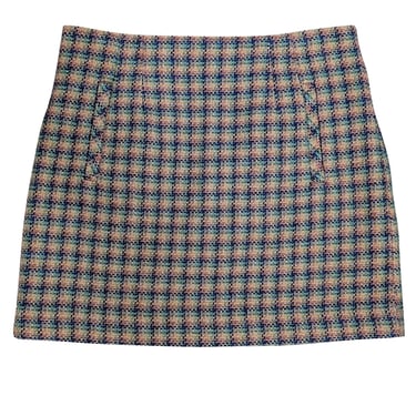 Veronica Beard - Green, Cream, Yellow, Blue, & Rust Plaid Mini Skirt Sz 10