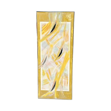 vintage 1970s postmodern 1980s mirror yellow oil painting assemblage art 