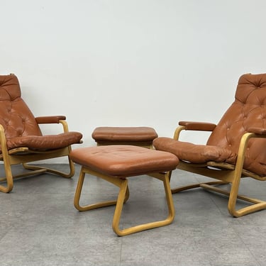 Caramel Danish Lounge Chair and Ottoman