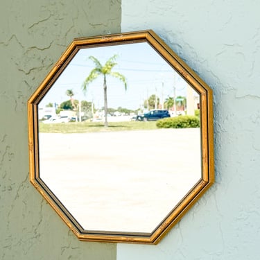 Petite Gold Faux Bamboo Octagon Mirror