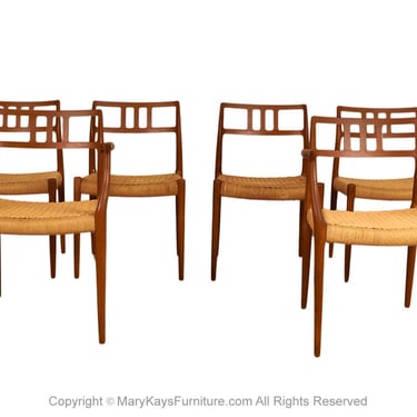 Mid Century Niels Moller Teak Dining Chairs 2 Arm 4 Side #64 #79 