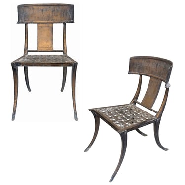 Pair of Klismos "Bronzed" Chairs by Michael Taylor