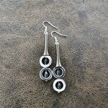 Silver and gunmetal geometric earrings 2 