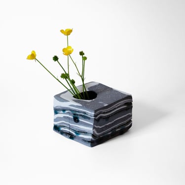 Nerikomi Ceramic Vase –  Square Stone Form