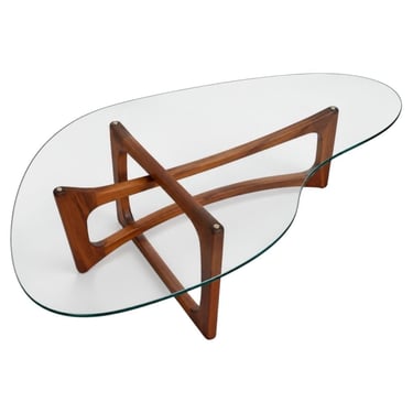 Mid-Century Modern Adrian Pearsall Glass Top Walnut Coffee Table 