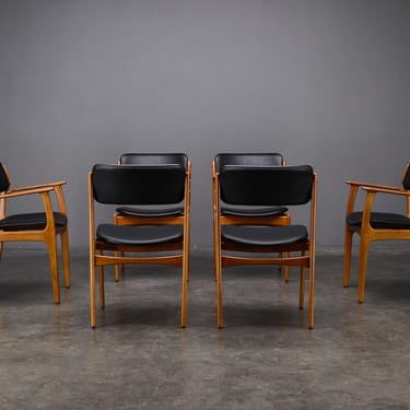 6 Erik Buck Model 49 Teak and Black Mid Century Danish Modern Dining Chairs 