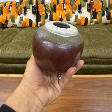 Mid Century Studio Pottery Small Ball Vase 