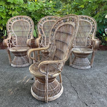 Pending*Do Not Buy*Pair of Original 1970s Wicker Peacock Chairs 