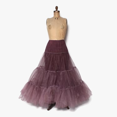 Vintage 80s Full Length Formal Petticoat / 1980s Hand Dyed Extra Full Crinoline 