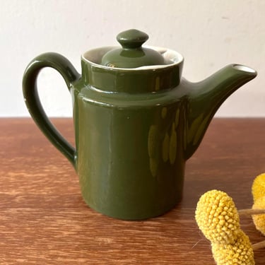 Vintage Midcentury Modern Hall Pottery Forest Green Glaze Washington Individual Lid Teapot | Restaurant Coffee Tea Pourer Pot Single Serving 