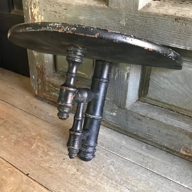 Napoleon lll Wall Shelf, French Faux Bamboo, Painted Ebony Black Wood, Rustic French Farmhouse, Chateau Decor 