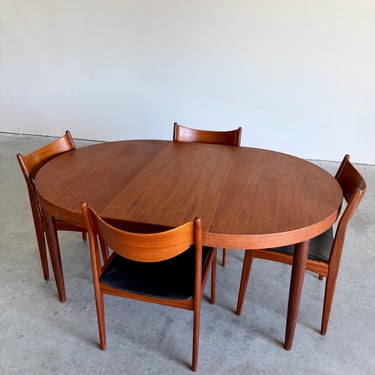 Mid Century Modern Round Kai Kristiansen Danish Teak Dining Table (Table Only) - Shipping Not Free, Message for Estimate 