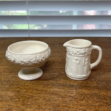 Queensware Salt Dip and Mini Pitcher in the Grapevine Pattern (Sold Separately) 