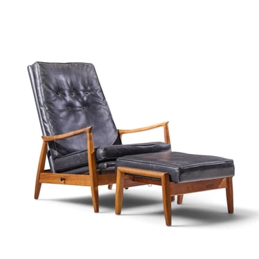 Milo Baughman for James Inc. Mid Century Reclining Lounge Chair with Ottoman - mcm 