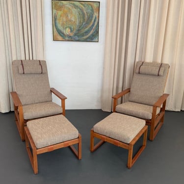 Pair Of Danish Modern Lounge Chair Ottoman Sets By Børge Mogensen